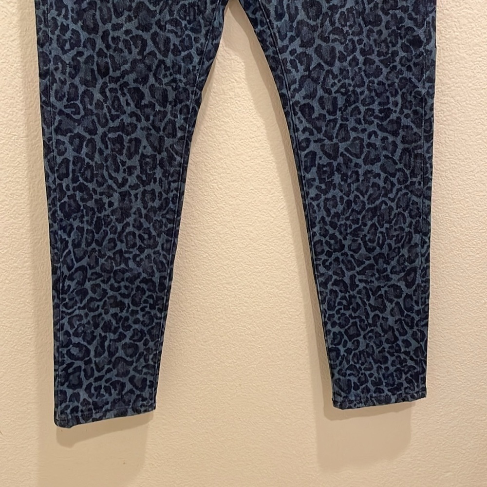 NWT Michael Kors Womens Blue High-Rise Skinny Leopard Denim Jeans Pants Size 6 P - Picture 6 of 13